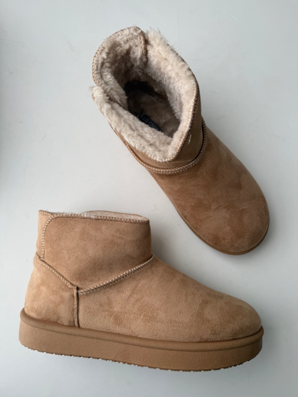 FALLS CREEK New $35 Womens 8 Tan Faux Suede Lillian Pull On Ankle Boots Box#5